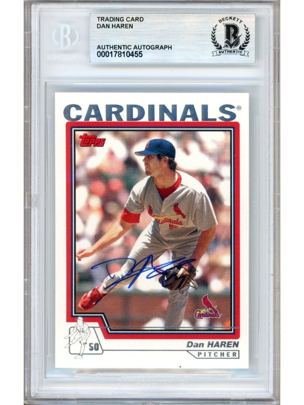 Dan Haren Signed 2004 Topps #496 St. Louis Cardinals Beckett BAS Slabbed Auto